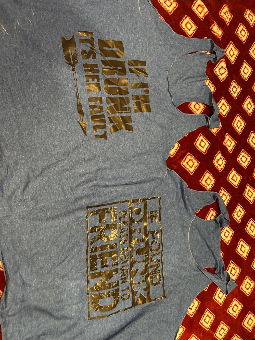 Graphic Cut-Out Muscle Tee with Gold Foil Slogans